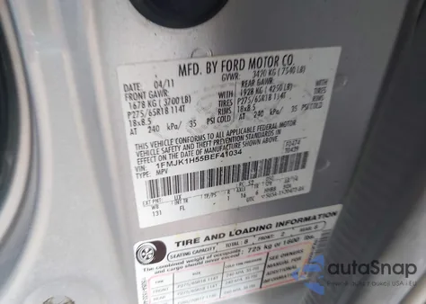 2011 Ford Expedition El Xlt z USA, uszkodzony, nr VIN 1FMJK1H55BEF41034